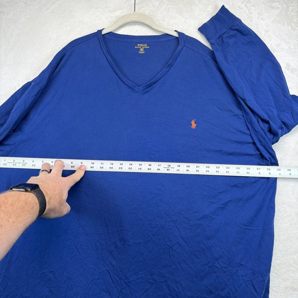 Polo Ralph Lauren Men's V-Neck Long Sleeve T-Shirt Blue Big & Tall 3XB